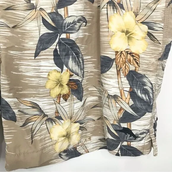 Tommy Bahama Tan Tropical Print Swim Trunks - Picture 3 of 13